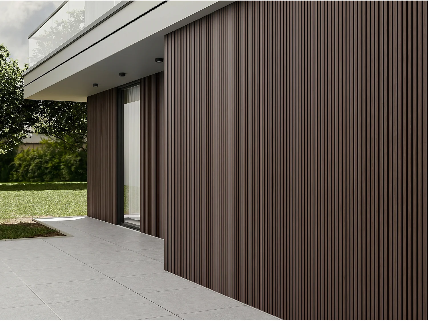 Lot de 2 profilés d'angle en L en bois composite -  L260 x l5 cm x H5 cm - naturel foncé - CORNIO