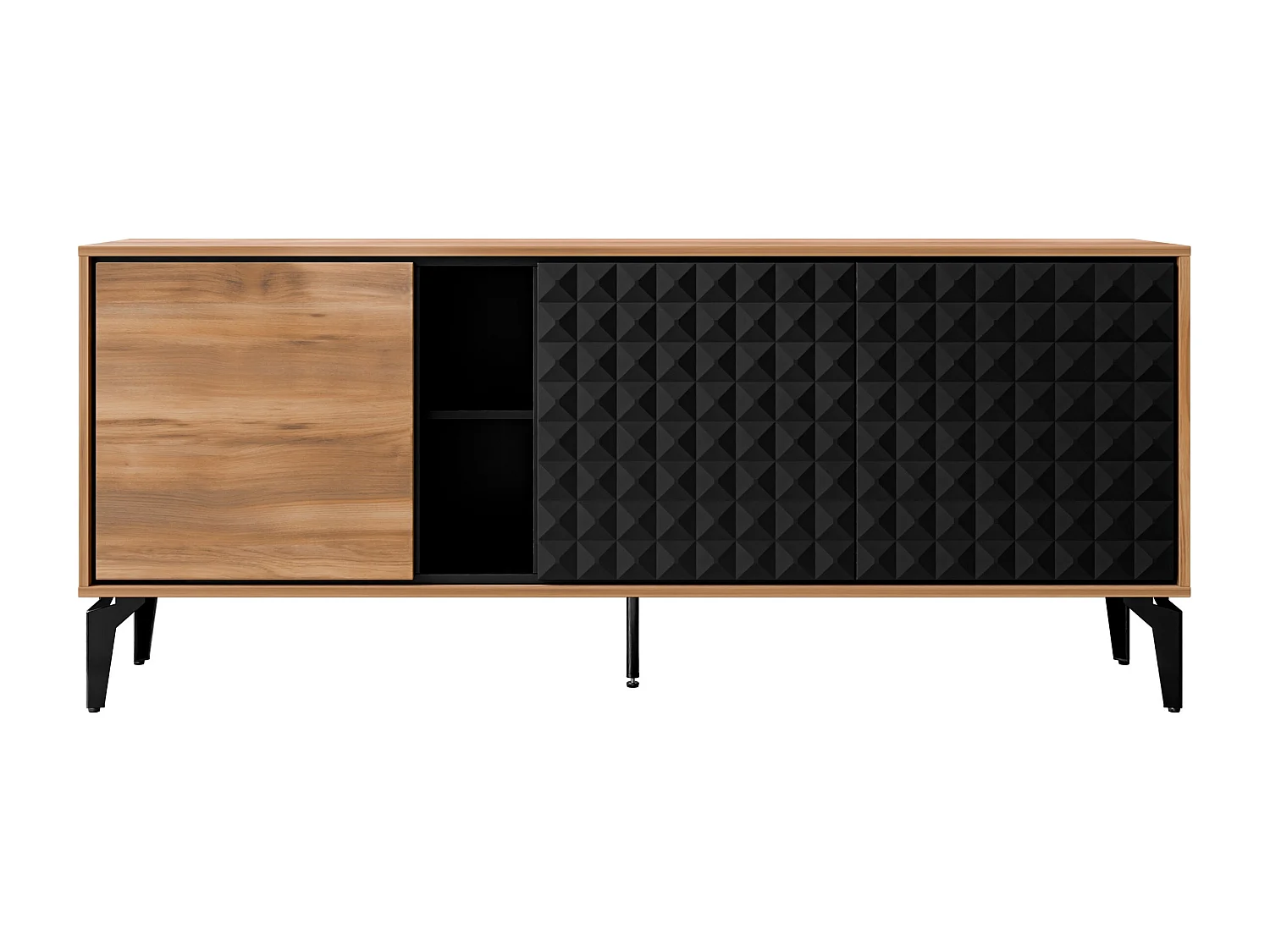 Buffet Cornovu 100, Chêne|Noir, 80x190x40cm, MDF|Stratifié