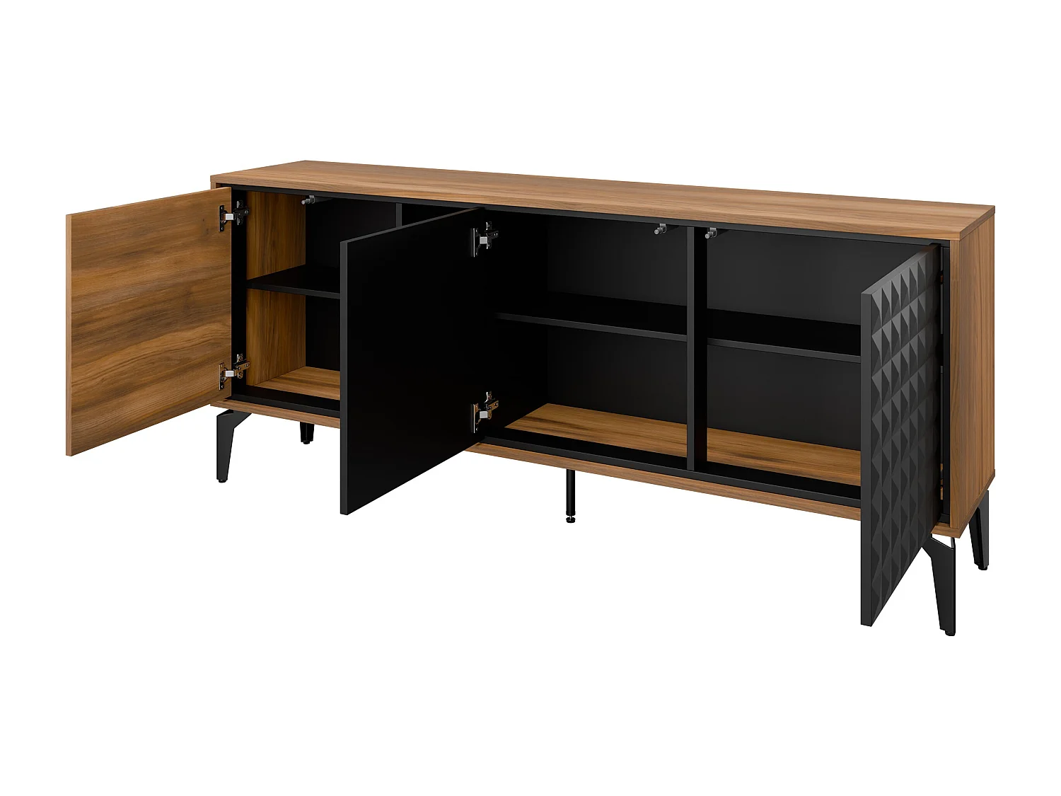 Buffet Cornovu 100, Chêne|Noir, 80x190x40cm, MDF|Stratifié