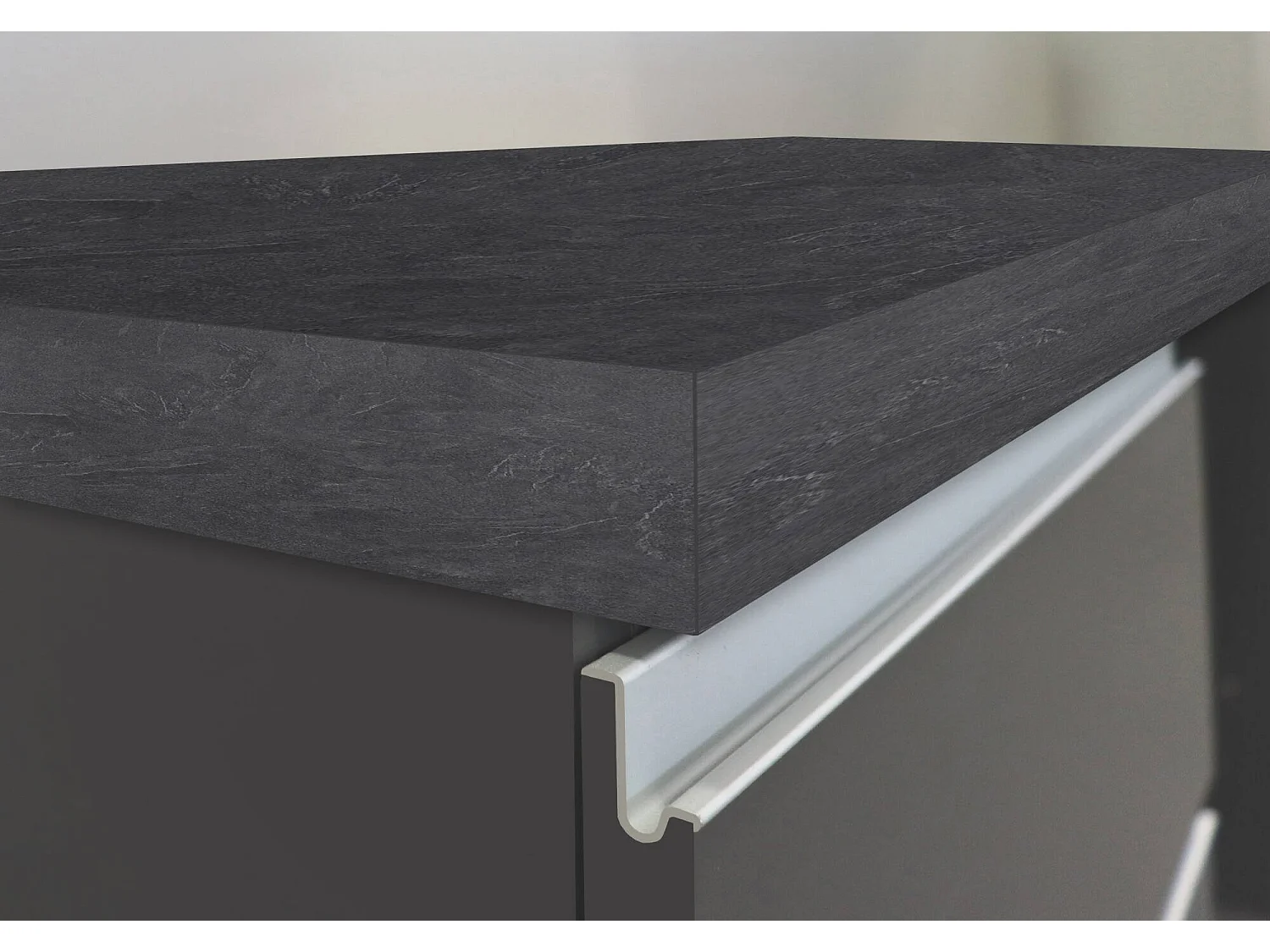 Îlot de cuisine Daffaticat, Armoire polyvalente, Meuble de kitchenette, Table auxiliaire, 100% Made in Italy, 125x90h90 cm, Anthracite et Ardoise