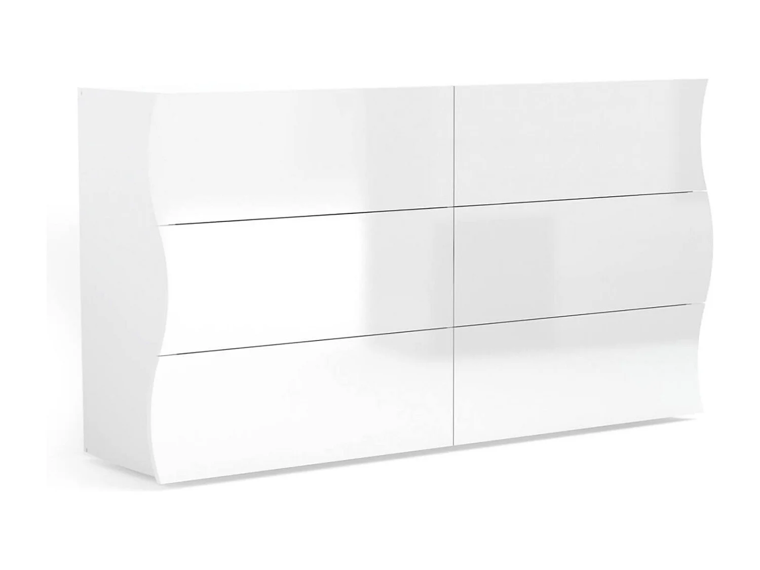 Commode Dmonz, Commode 6 tiroirs, Commode de chambre, 100% Made in Italy, Blanc brillant, 155x40h82 cm