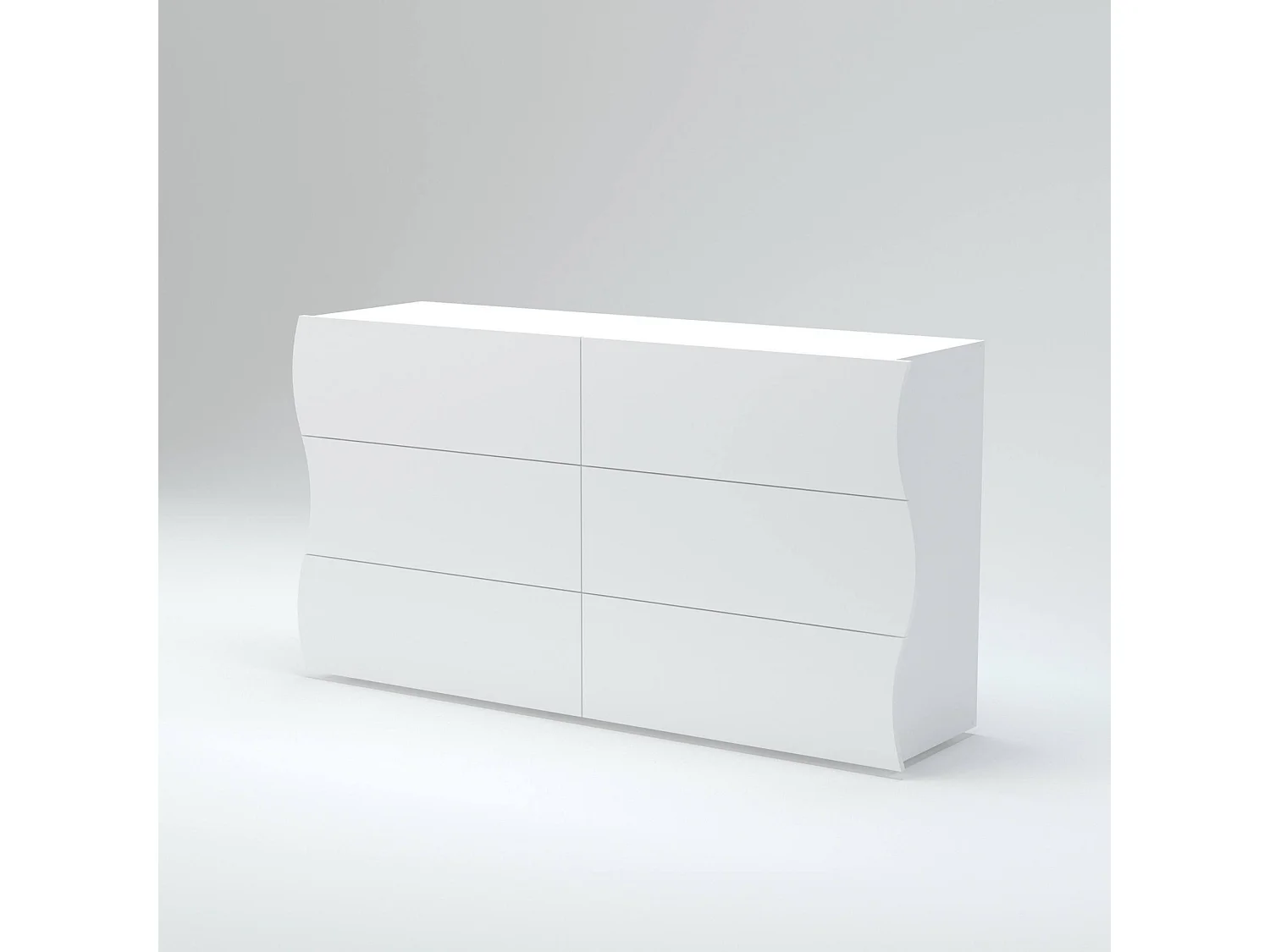 Commode Dmonz, Commode 6 tiroirs, Commode de chambre, 100% Made in Italy, Blanc brillant, 155x40h82 cm