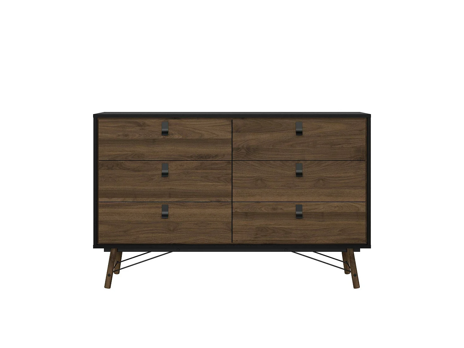 Buffet Dsalvett, Buffet du salon, Commode de salon, Garde-manger de cuisine, 150x40 h95 cm, Noir et Noyer