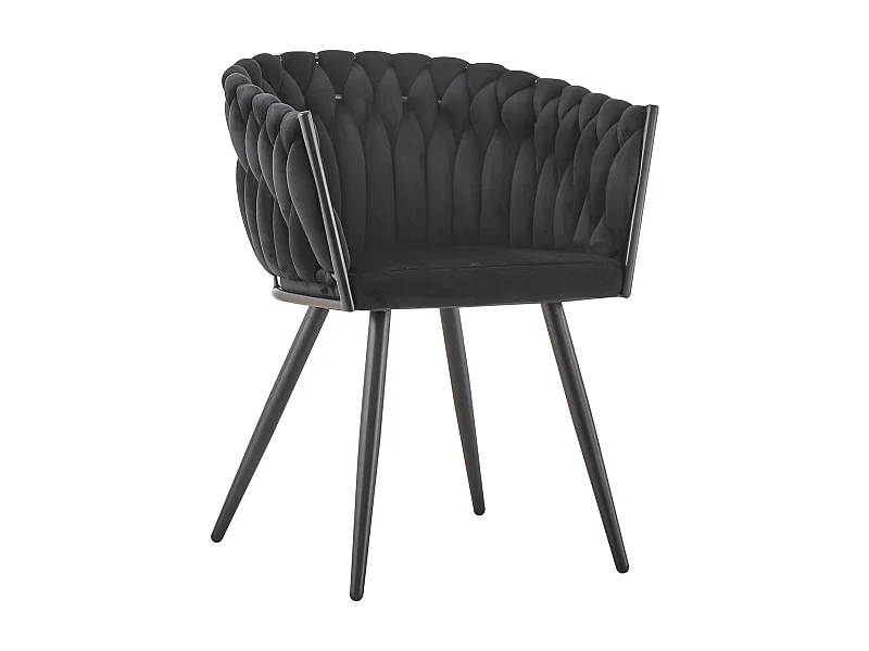 Chaise de salle à manger ROSA en velours noir avec pieds noirs