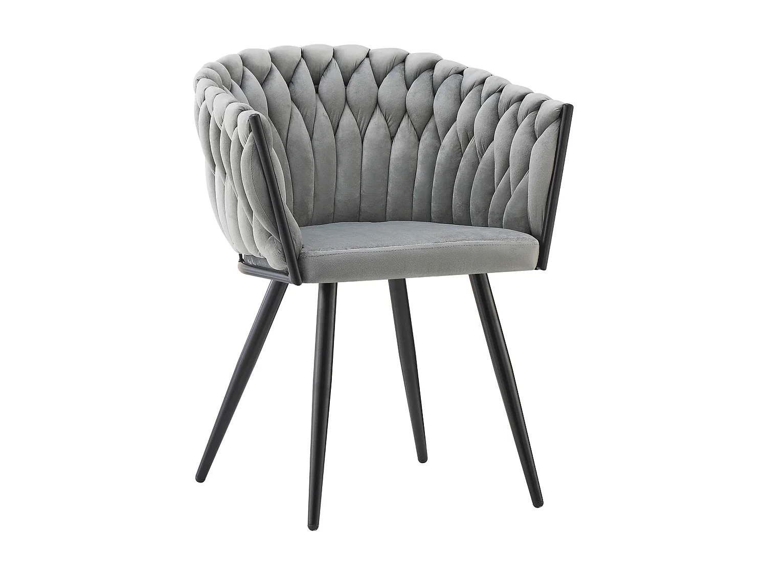 Chaise de salle à manger ROSA en velours gris avec pieds noirs