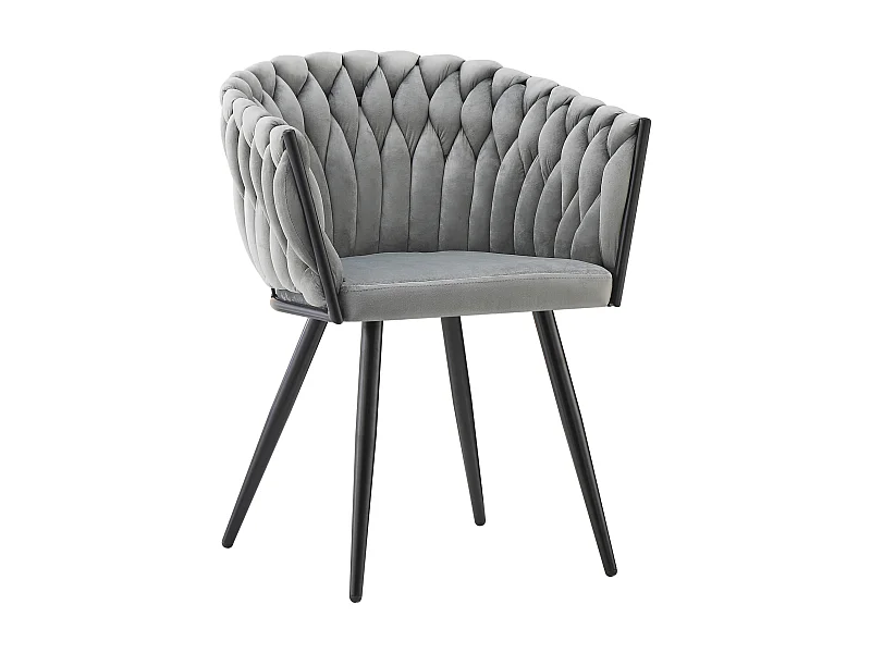 Chaise de salle à manger ROSA en velours gris avec pieds noirs