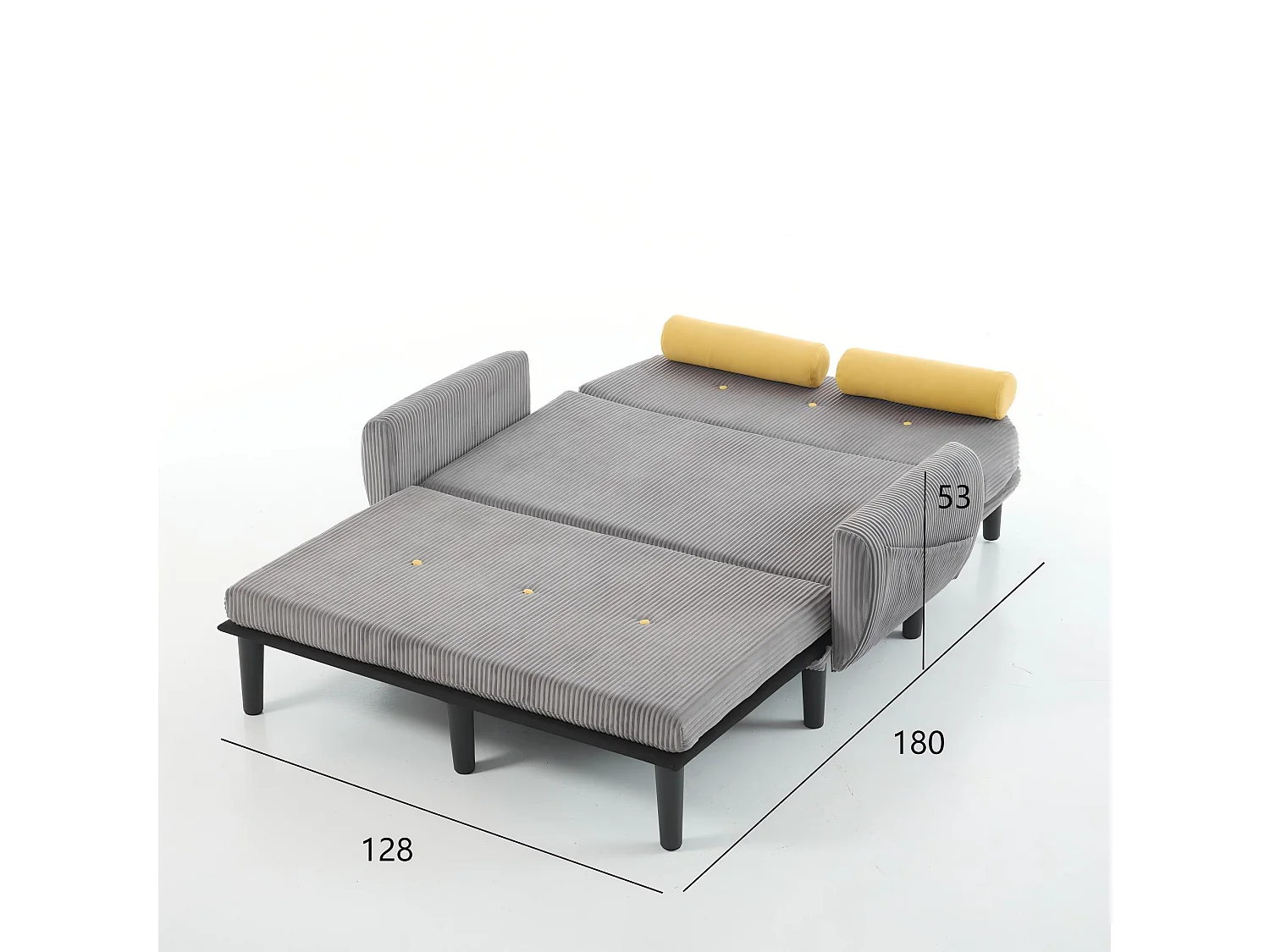 Canapé loveseat en velours côtelé Gris avec rangement intégré