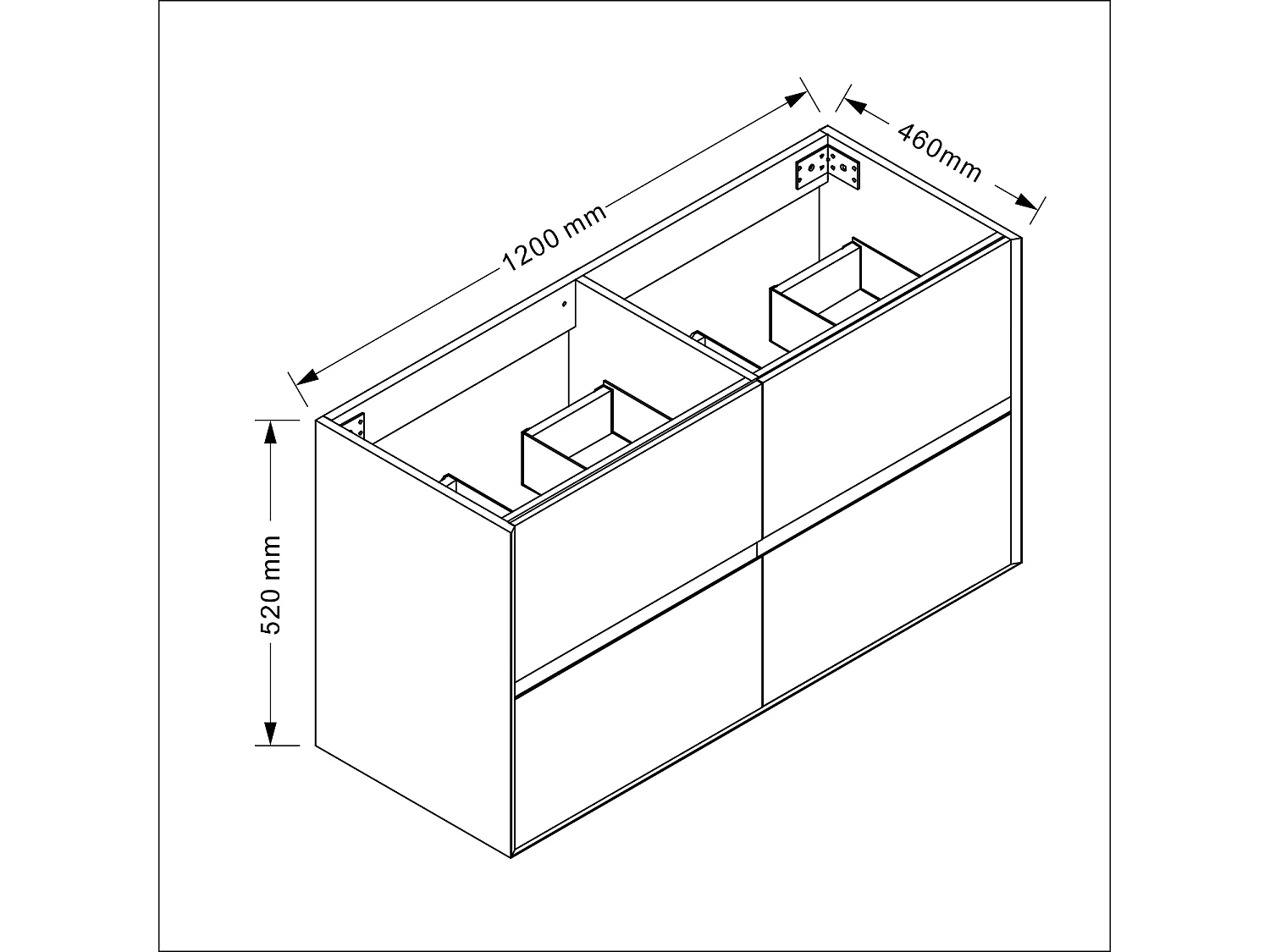 Meuble salle de bain suspendu 120 cm Blanc et Chêne, 4 tiroirs + vasque inclus