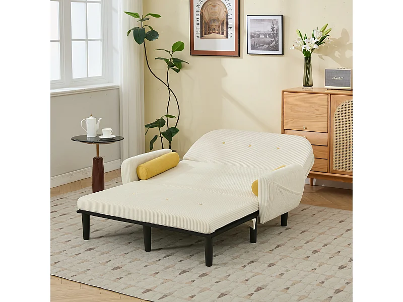 Canapé loveseat en velours côtelé noir avec rangement intégré