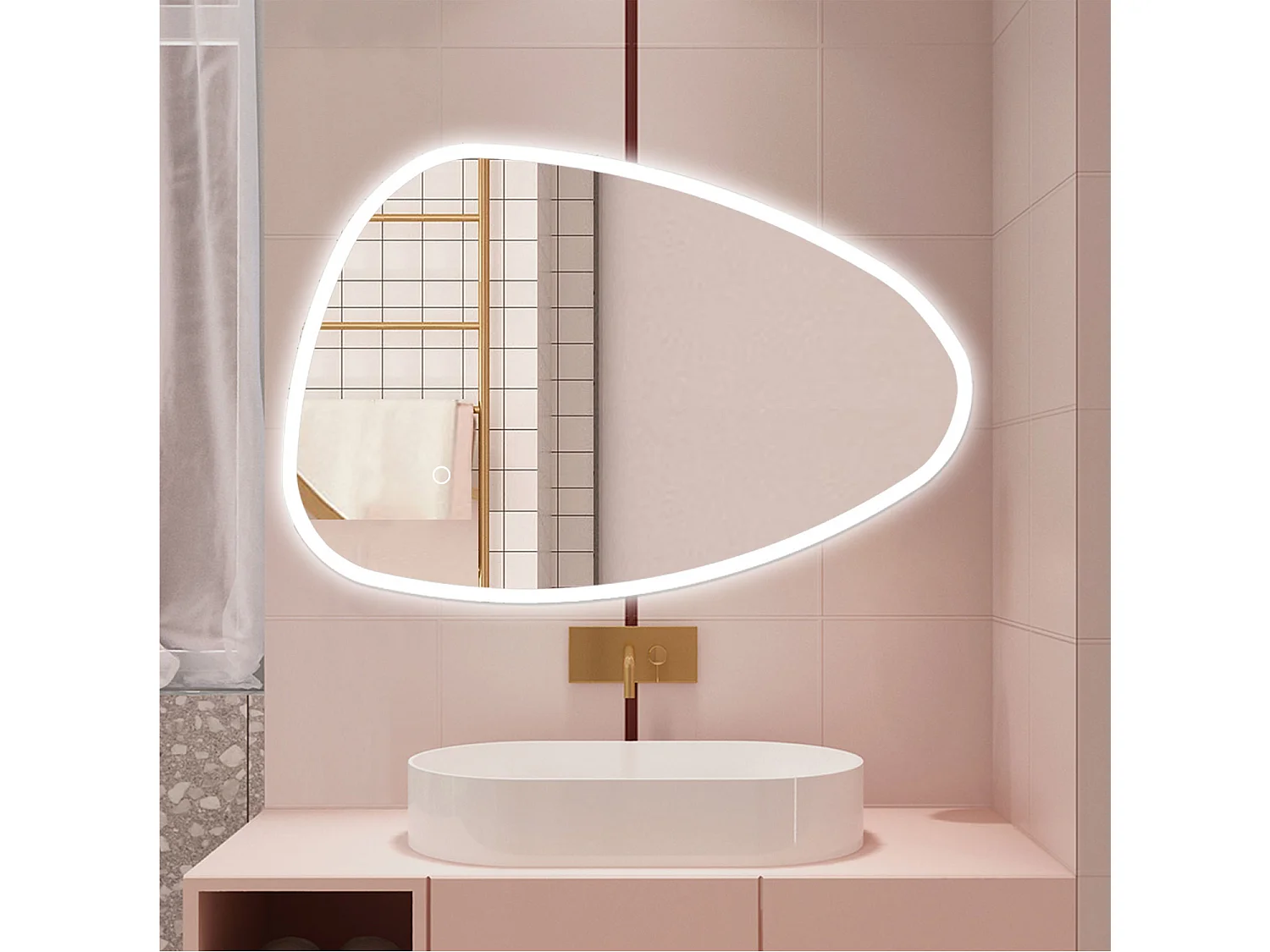 AICA ESPEJO ESPEJO de BAÑO 80 x 65 cm Luz de 3 Colores+ Antivaho+ Brillo Ajustable+ Memoria de Agapada