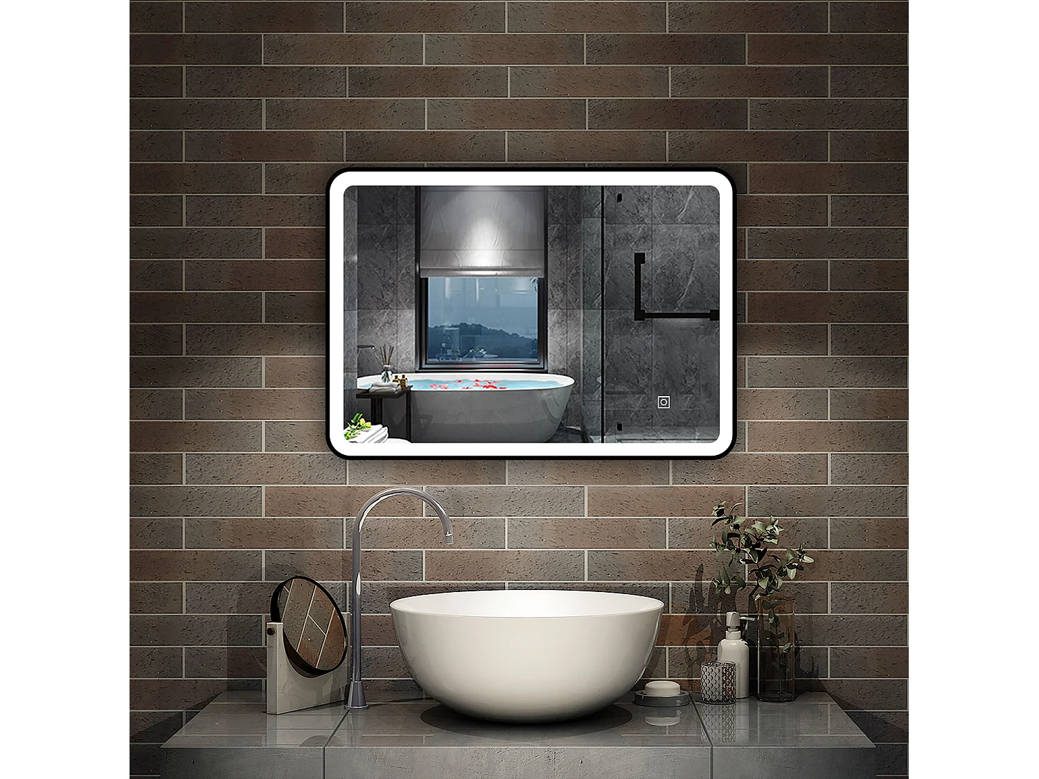 AICA ESPEJO Espejo de baño 120 x 70cm, con función antivaho,con luz de 3 colores,brillo ajustable,función de memoria agapada