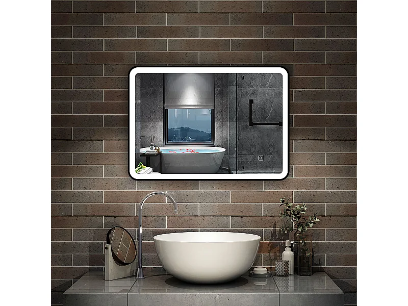 AICA ESPEJO Espejo de baño 120 x 70cm, con función antivaho,con luz de 3 colores,brillo ajustable,función de memoria agapada