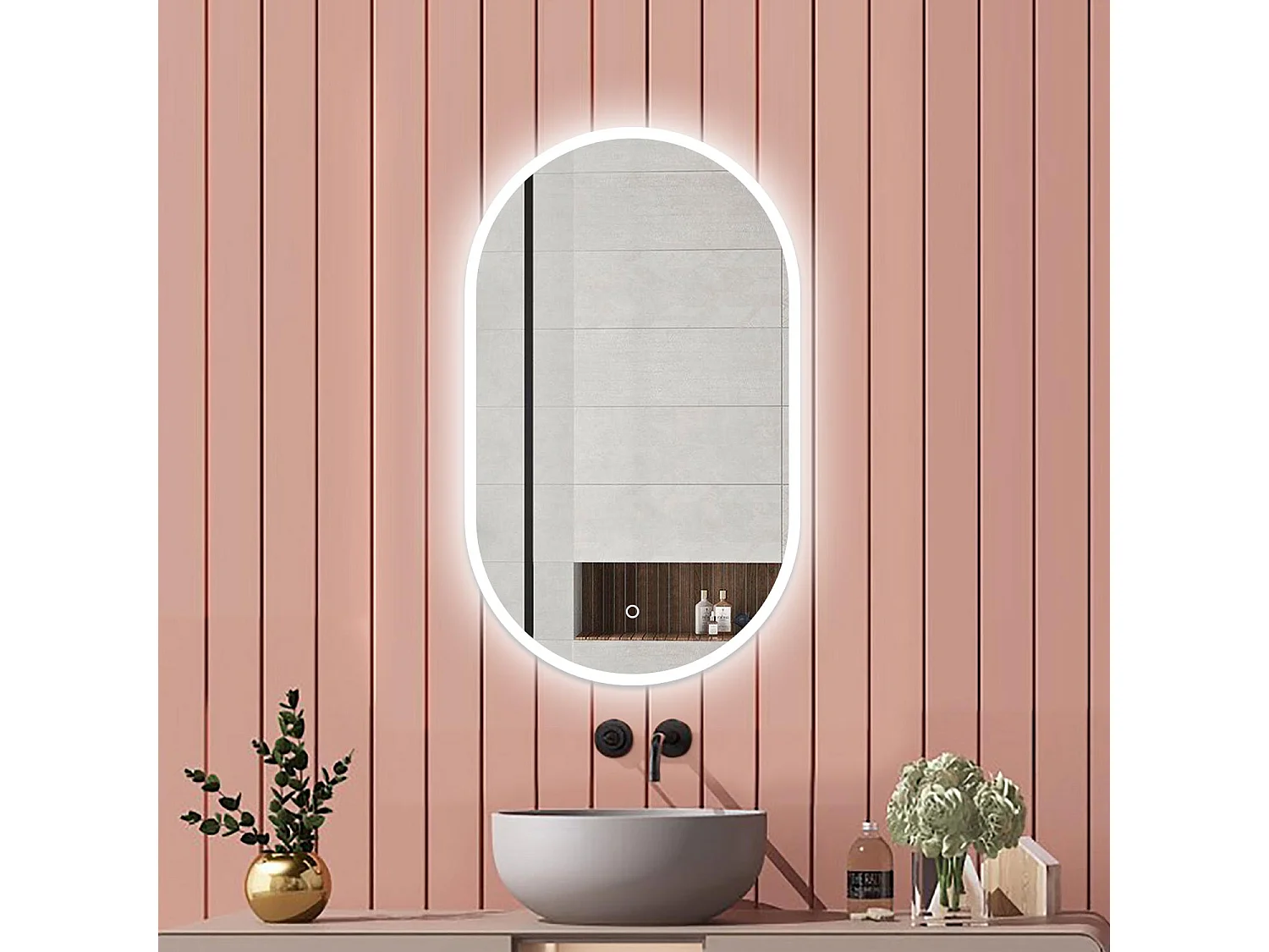 AICA espejo 45 x 90 cm ,olvado,luz led,con función antivaho,brillo ajustable,función de memoria agapada