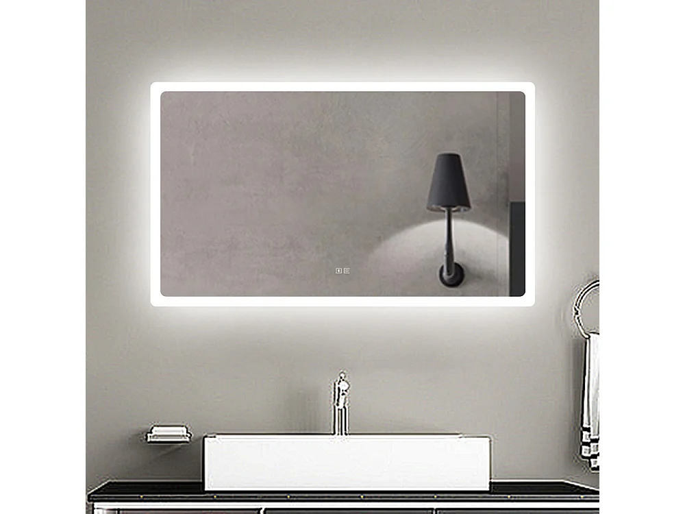 AICA espejo 1600 x 800 mm,con función antivaho,Bluetooth，espejo con luz de 3 colores,brillo ajustable,función de memoria agapada