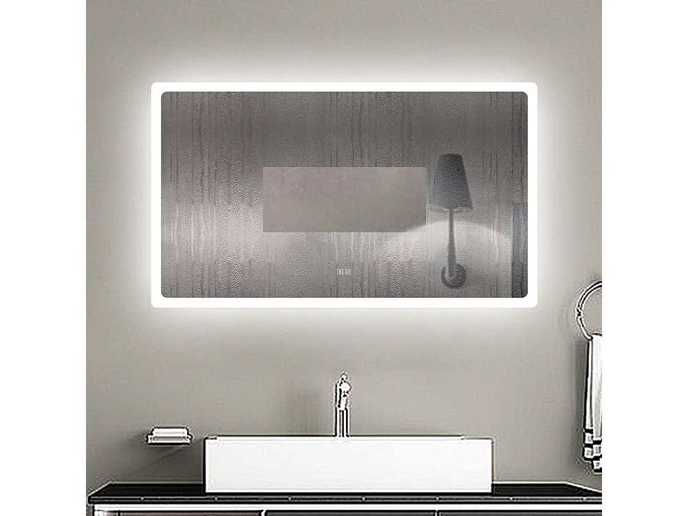 AICA espejo 1600 x 800 mm,con función antivaho,Bluetooth，espejo con luz de 3 colores,brillo ajustable,función de memoria agapada