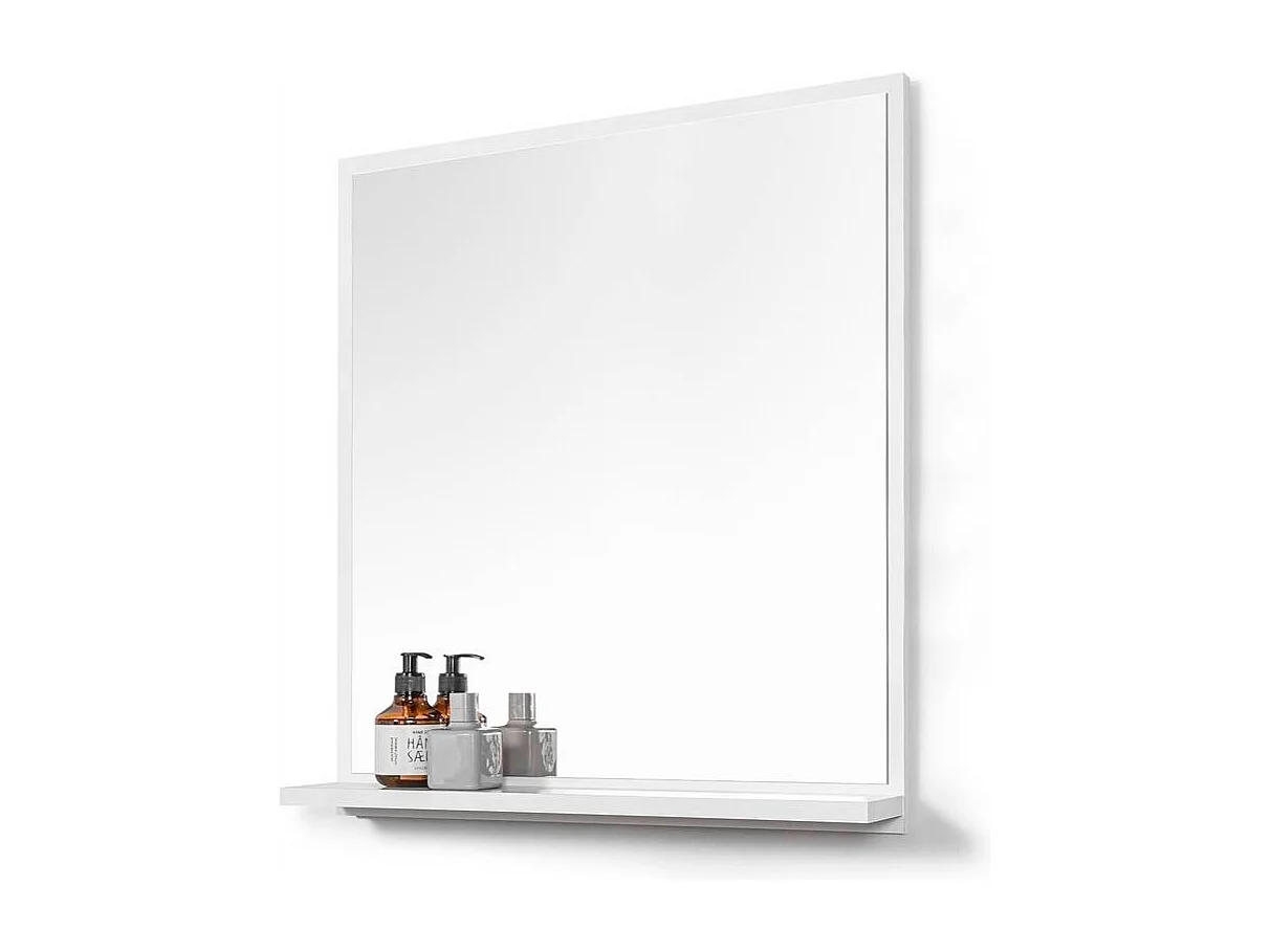 Miroir de salle de bain avec étagères 70x60 cm blanc