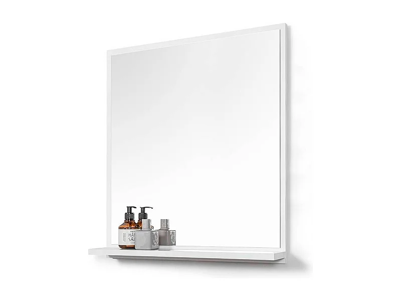 Miroir de salle de bain avec étagères 70x60 cm blanc