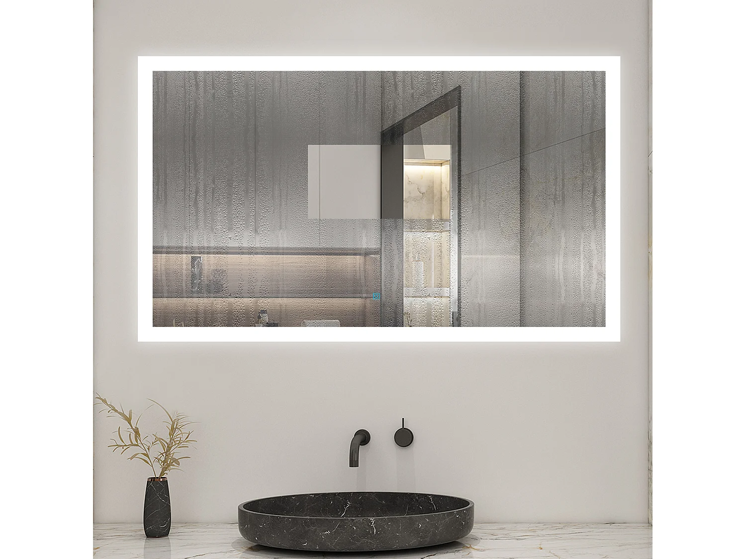 AICA espejo 900 x 700 m ,rectangular ,luz led,antivaho y brillo regulable,función de memoria agapada
