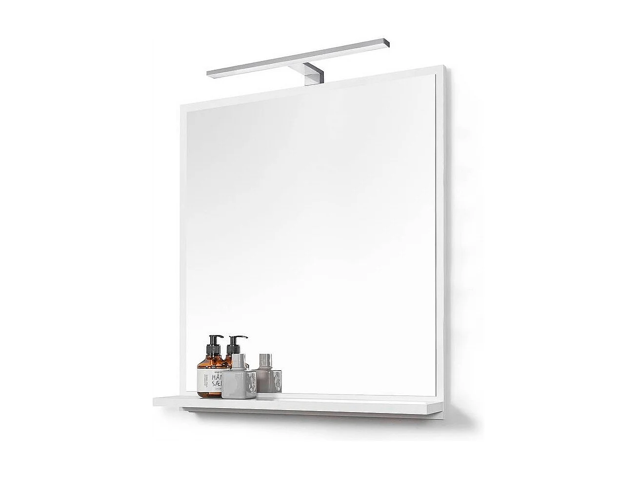 Miroir de Salle de Bain LED 70x60 cm avec Étagères Blanches