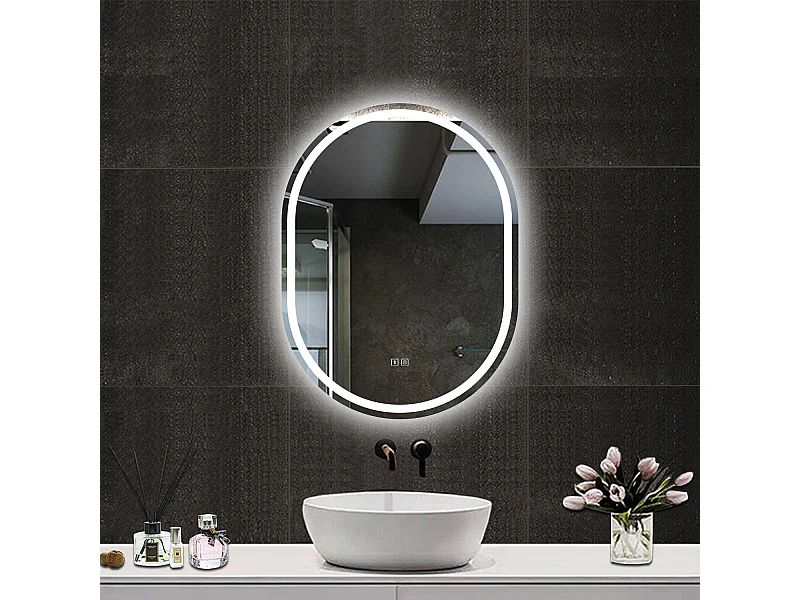 AICA espejo 50 x 70 cm, antivaho,con luz de 3 colores y bluetooyh