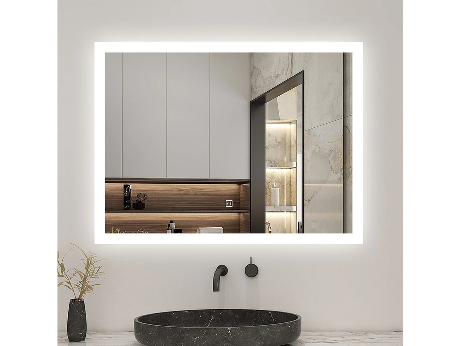 AICA espejo 600 x 500 mm ,rectangular ,luz led,antivaho y brillo regulable,función de memoria agapada