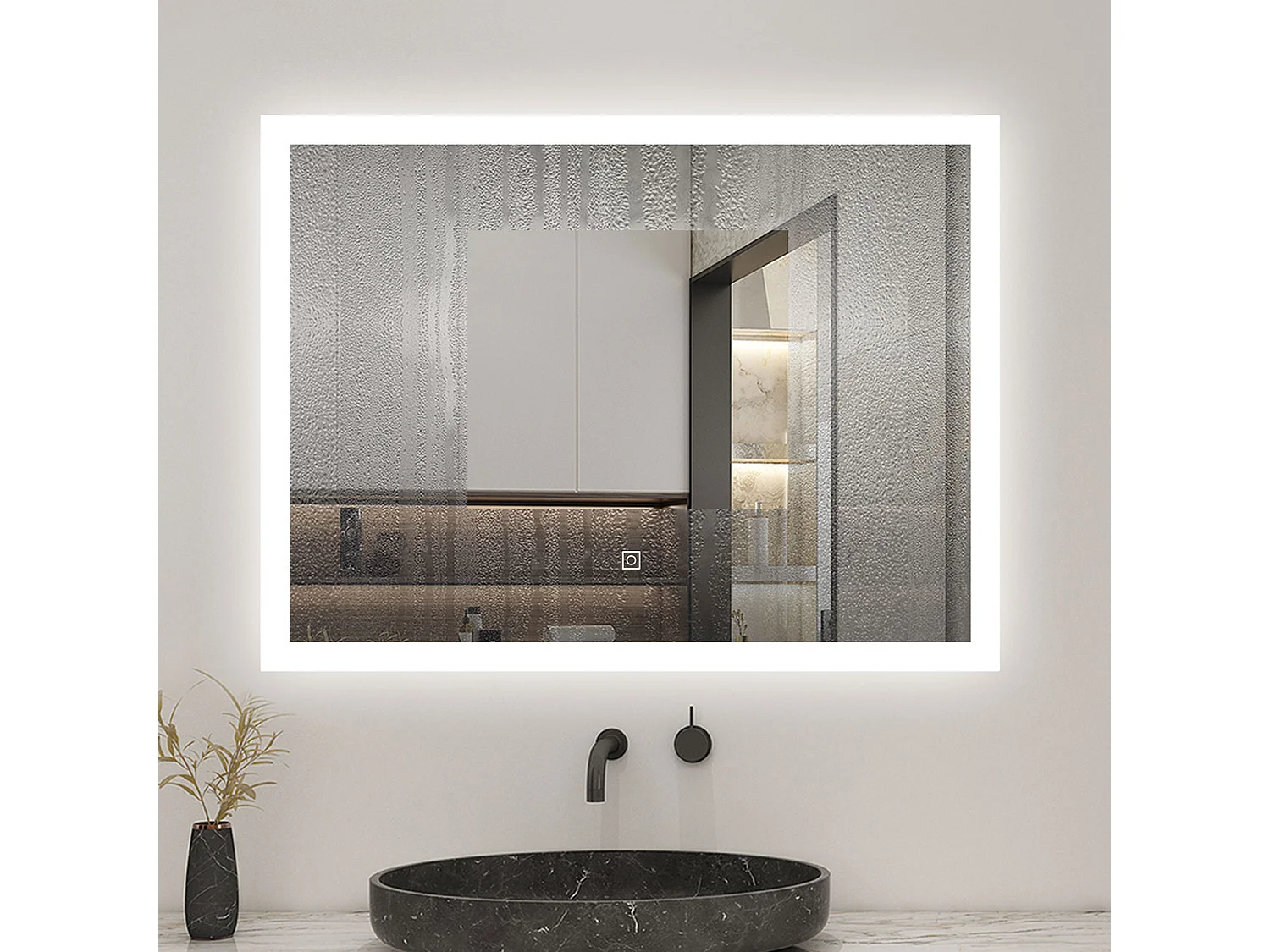 AICA espejo 600 x 500 mm ,rectangular ,luz led,antivaho y brillo regulable,función de memoria agapada