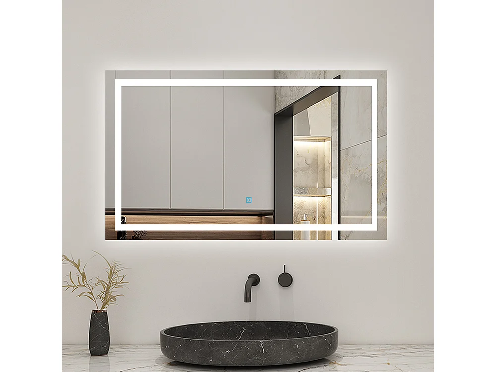 AICA Espejo 100 x 70 cm ,rectangular ,luz led,antivaho y brillo regulable,función de memoria agapada