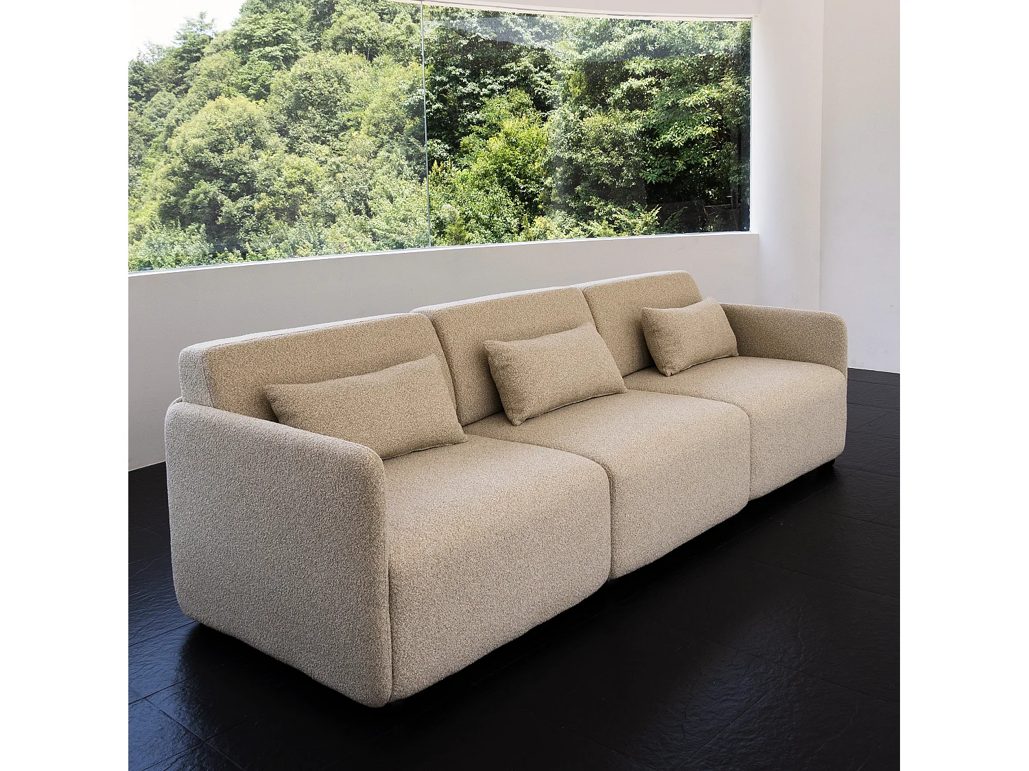 Canapé modulable 3 places MIA en tissu beige