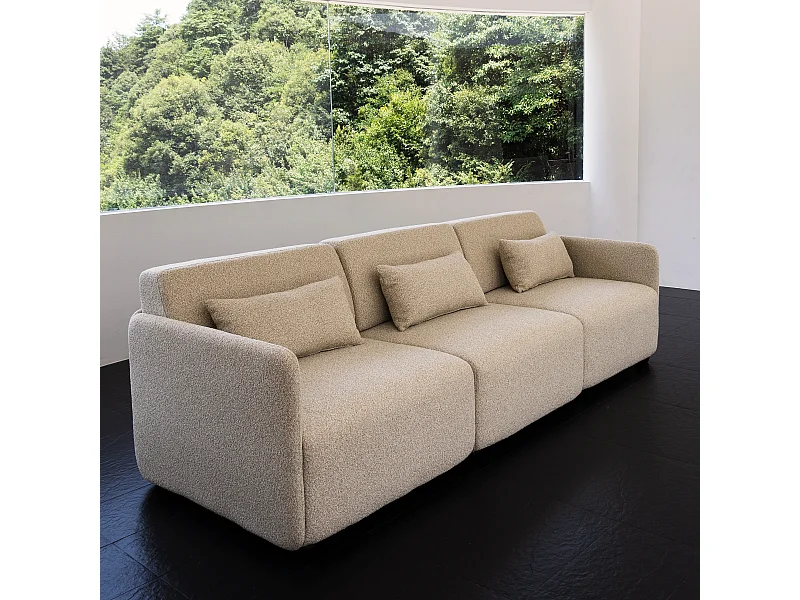 Sofá modular MIA de 3 lugares em tecido bege