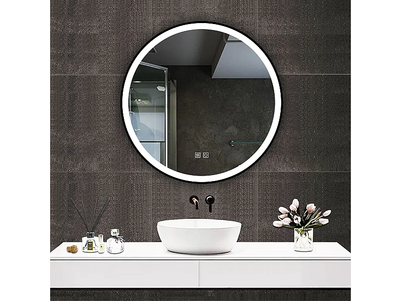 AICA espejo 60 x 60 cm, rendondo,con función antivaho,con luz de 3 colores,brillo ajustable,función de memoria agapada