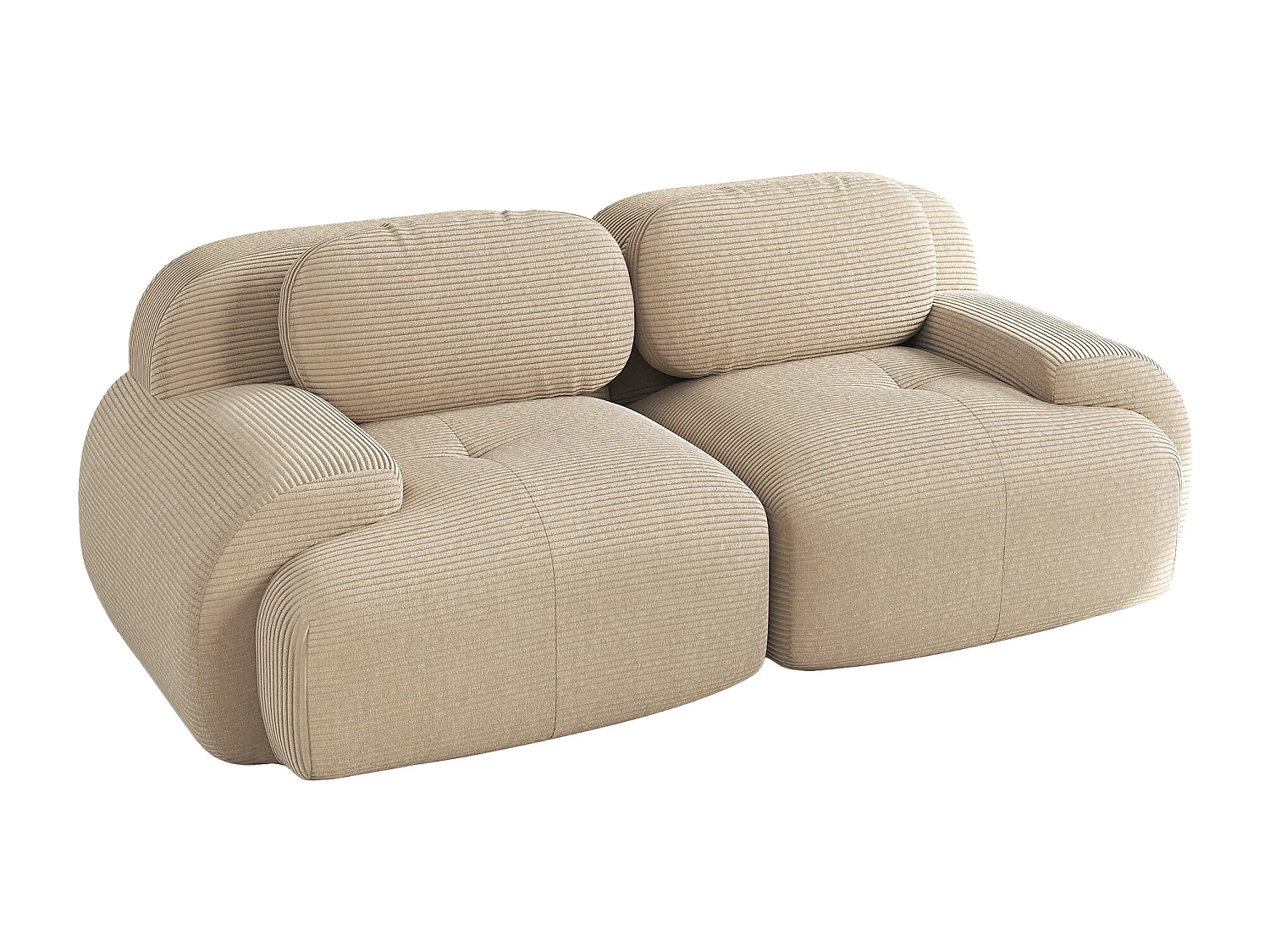 Canapé loveseat 82'' modulable en velours côtelé avec accoudoirs arrondis Beige