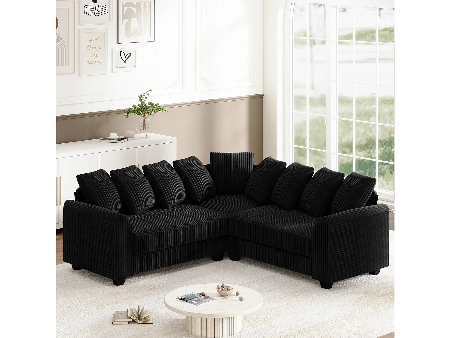 Modulaire hoekbank met rugkussens