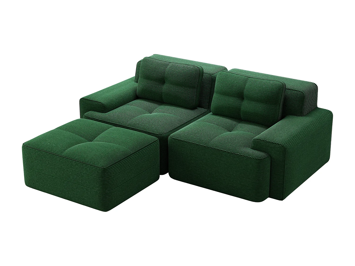 Canapé modulable d’angle sans structure en velours côtelé vert