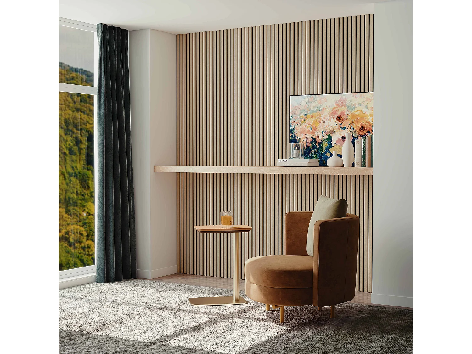 Lot de 2 Panneaux Muraux Décoratifs Acoustiques Bois MDF 120x60cm Chêne clair  AntiBruit, Facile à Poser