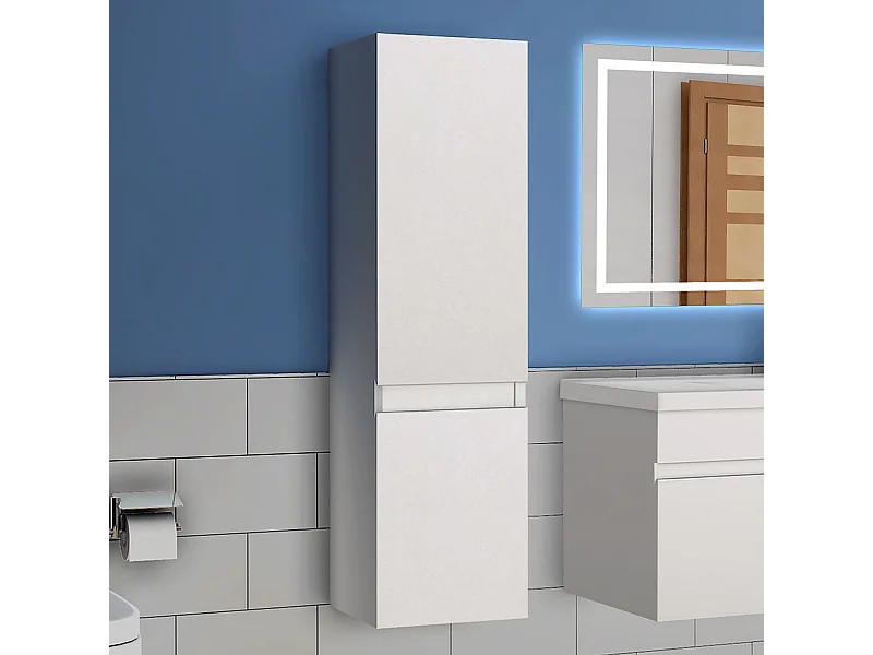 AICA Armario auxiliar  Armario de baño, 30 x 30 x 110 cm, Con compartimento divisorio y amplio espacio de almacenamiento， colgar de pared  color blanco