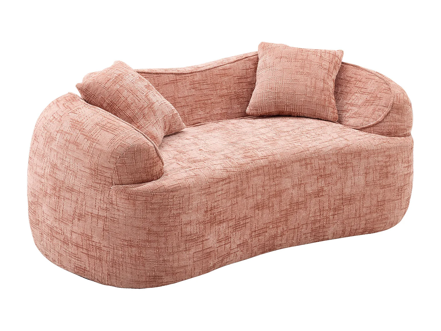 Canapé 2 places compressé avec accoudoirs et coussins Rose