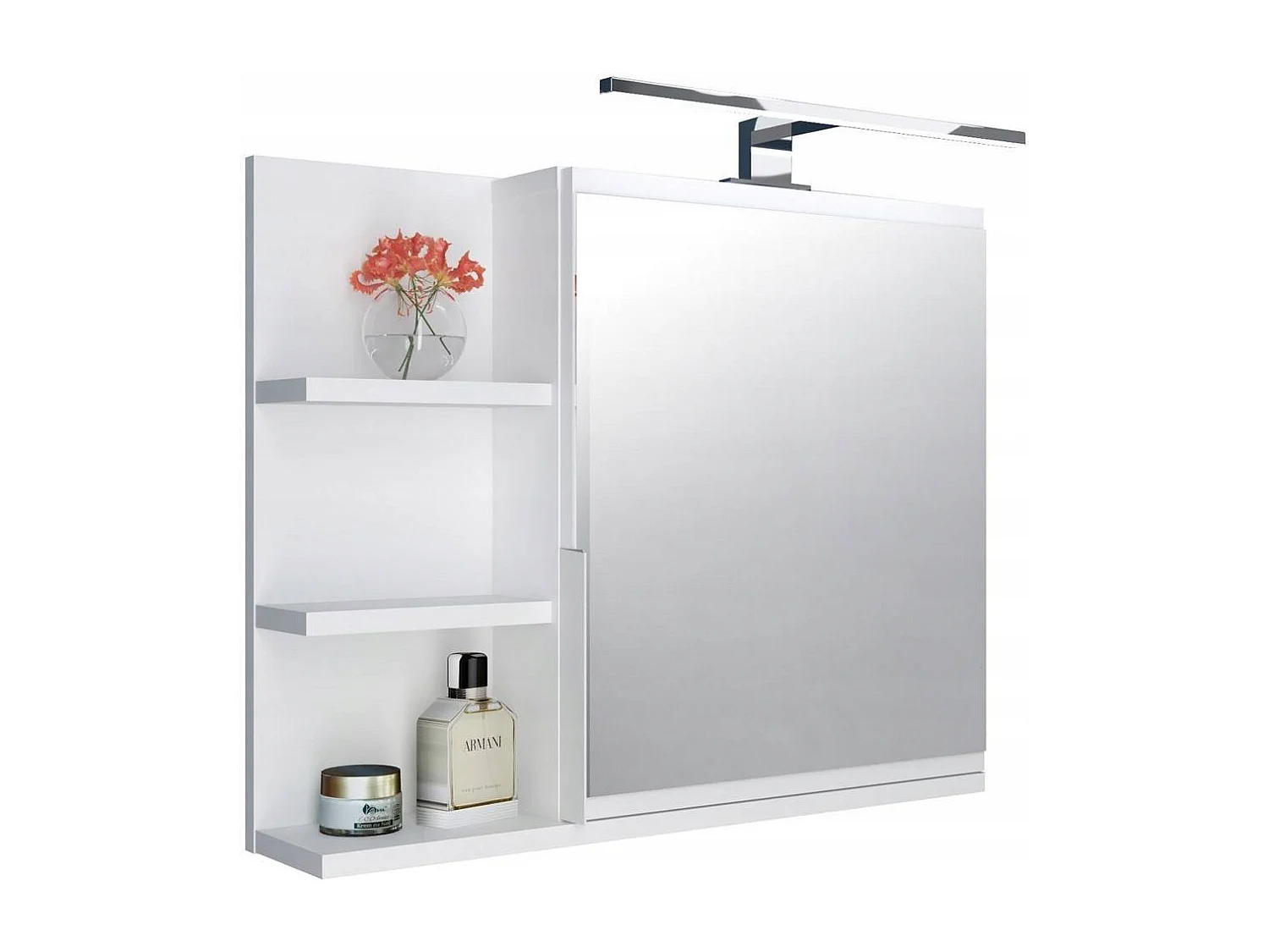 Meuble de salle de bain de 60x50 cm avec miroir gauche et éclairage LED