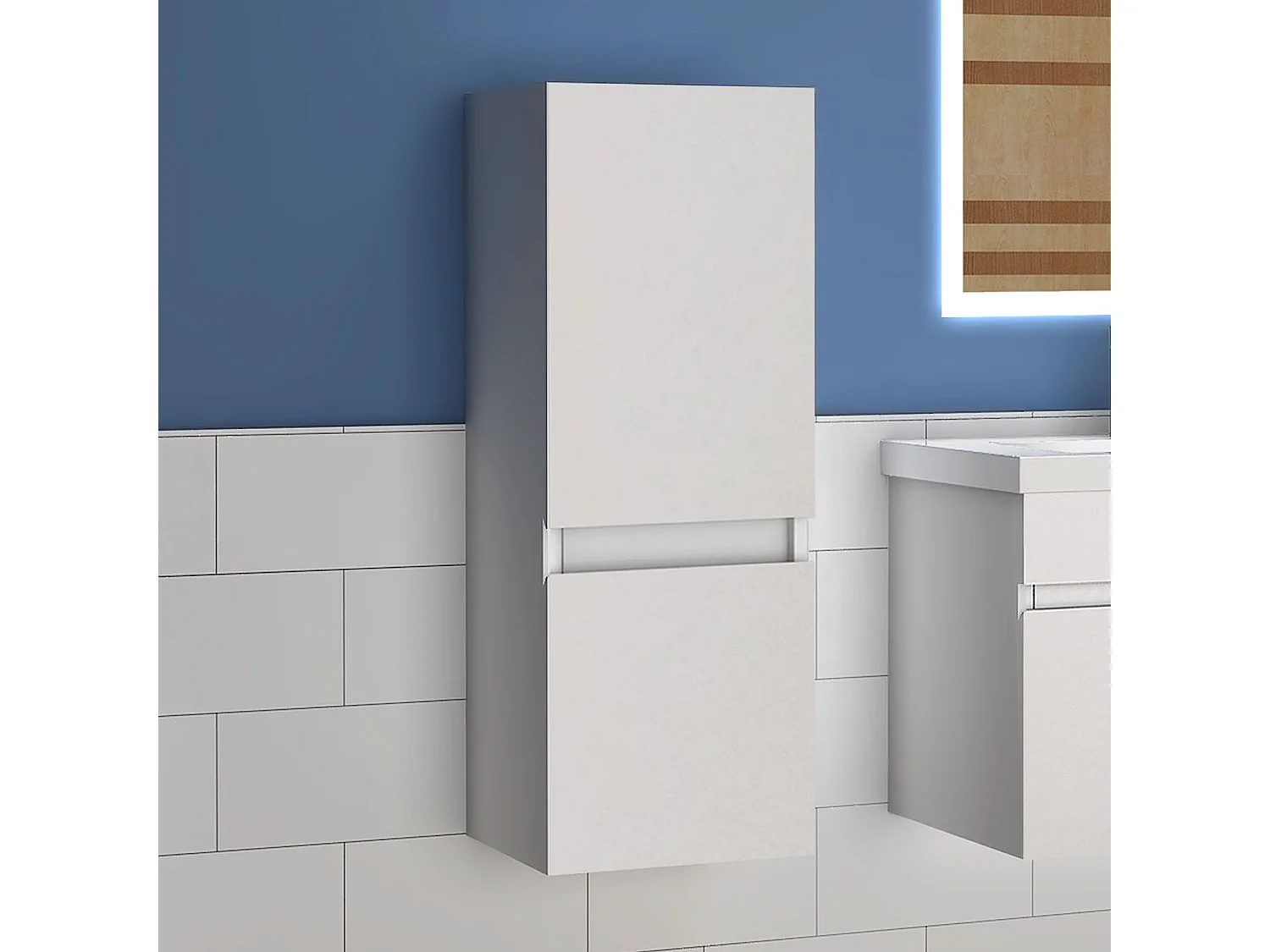 AICA Armario auxiliar  Armario de baño, 30 x 30 x 83 cm, Con compartimento divisorio y amplio espacio de almacenamiento， colgar de pared  color blanco