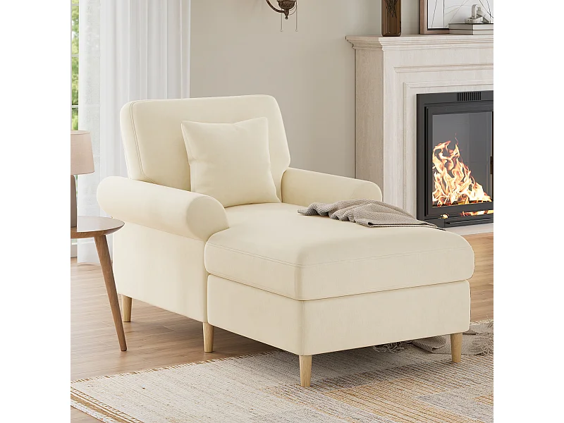 Fauteuil convertible rembourré avec fonction couchage en tissu velours beige