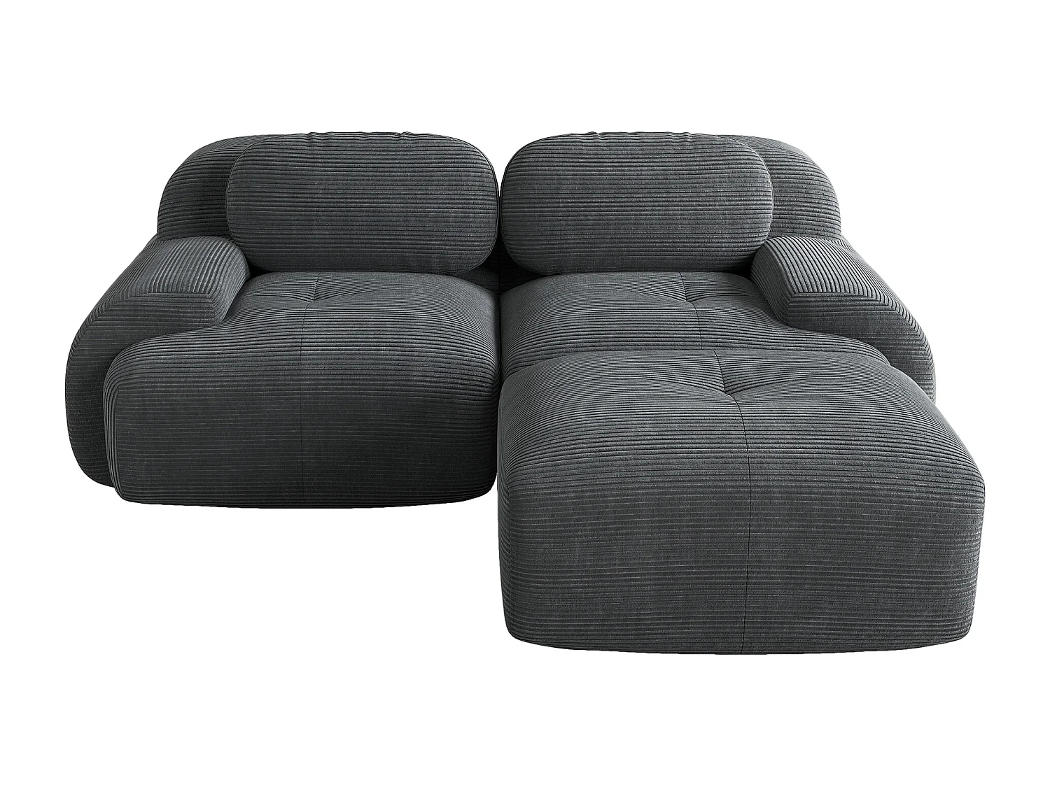 Canapé d’angle 82'' modulable en velours côtelé sans montage Gris