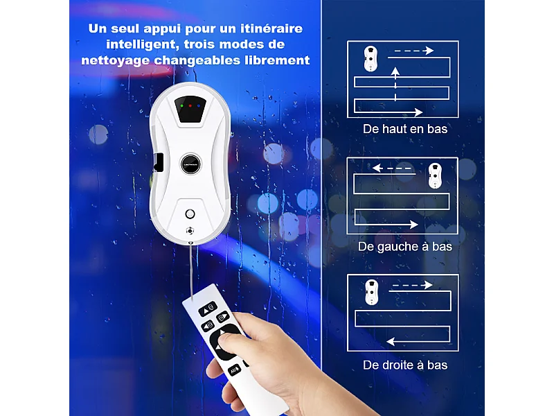 LIECTROUX Robot Lave Vitre YW610 - Haute performance, rservoir d'eau 30mL, Robot nettoyeur laveur de vitres intelligent autonome