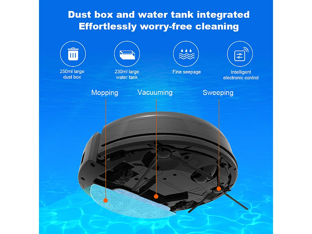 Aspirateur Robot - LIECTROUX - L200 - Nettoyage Eau et Poussires - Autonomie 120 min - Connect IoT