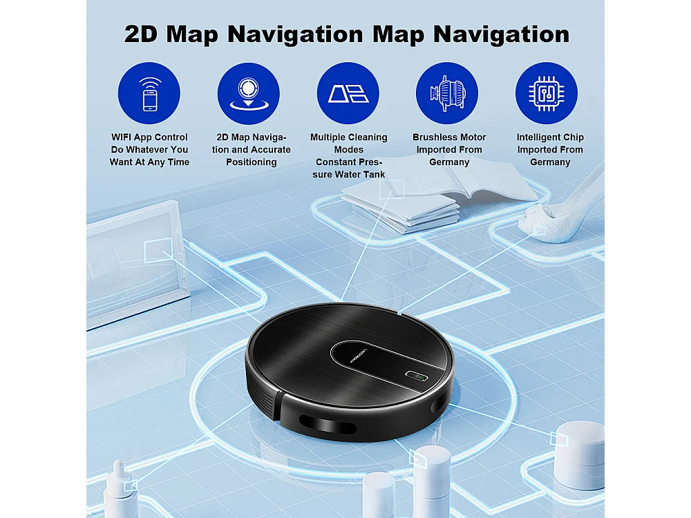 Aspirateur Robot - Liectroux - N7S-U - Navigation Gyroscope - Batterie 5200mAh - Nettoyage Humide/Sec