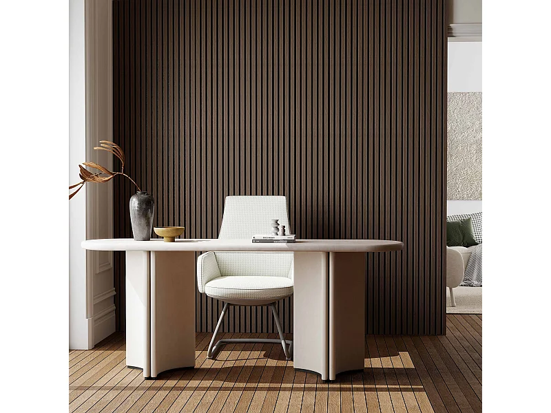 Lot de 2 Panneaux Muraux Décoratifs Acoustiques Bois MDF 260x30cm Noyer  AntiBruit, Facile à Poser