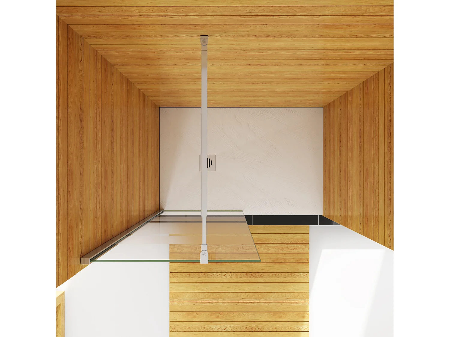 AICA paroi de douche à l’italienne fixe 90x190cm, style bandes horizontales,  en 9mm verre anticalcaire, livré avec barre de stabilisation extensible