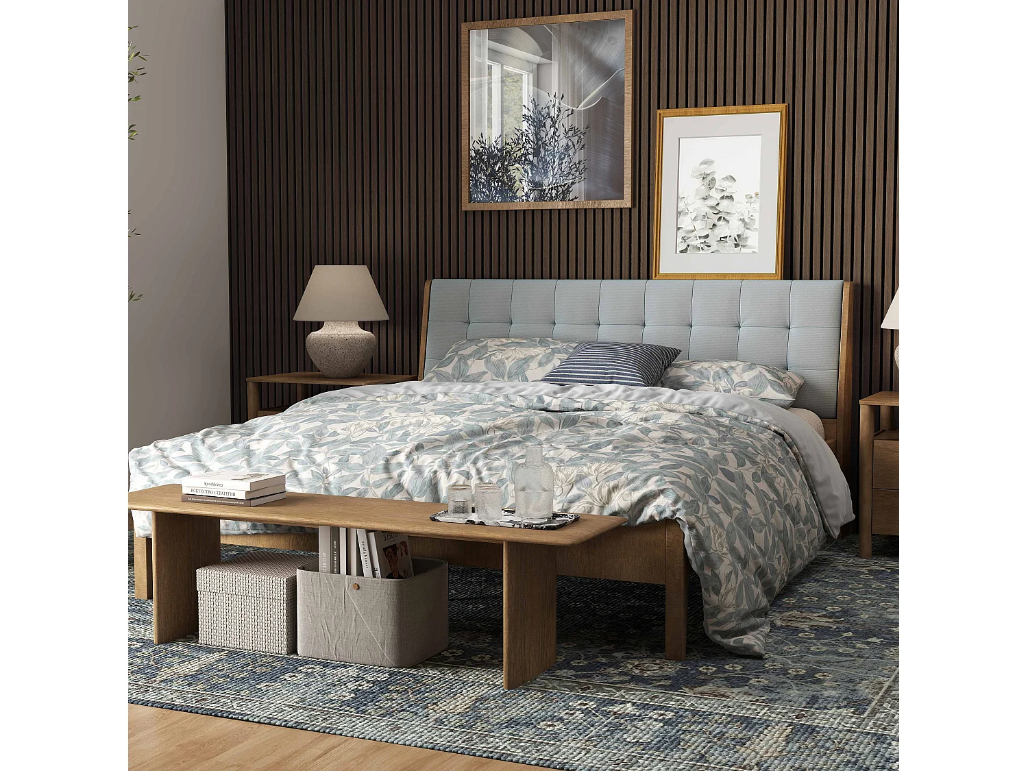 Lot de 3 Panneaux Muraux Décoratifs Acoustiques Bois MDF 240x60cm Noyer  AntiBruit, Facile à Poser