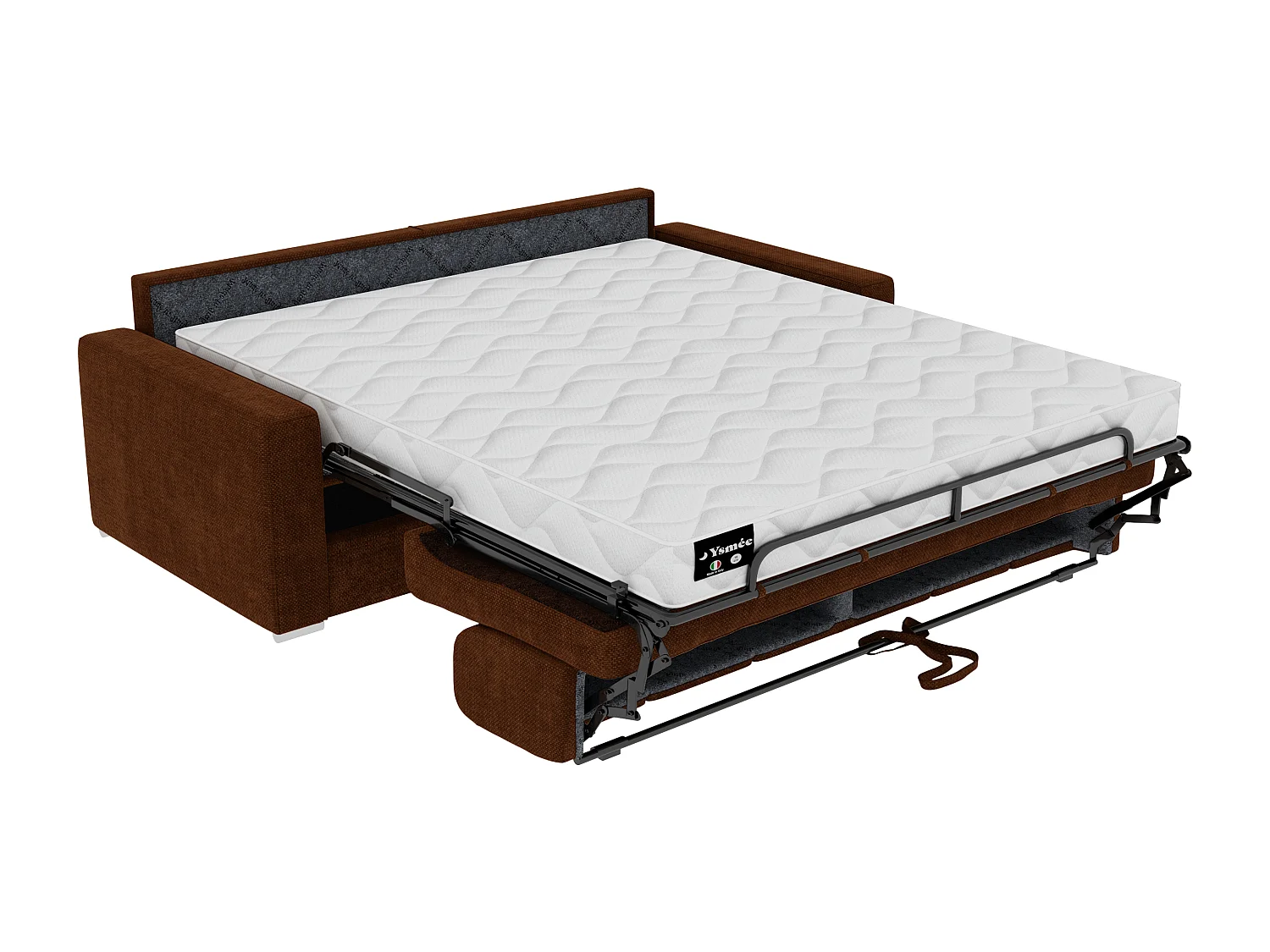 Canapé 4 places convertible express en tissu terracotta - Couchage à lattes larges 160 cm - Matelas 18 cm CALITO