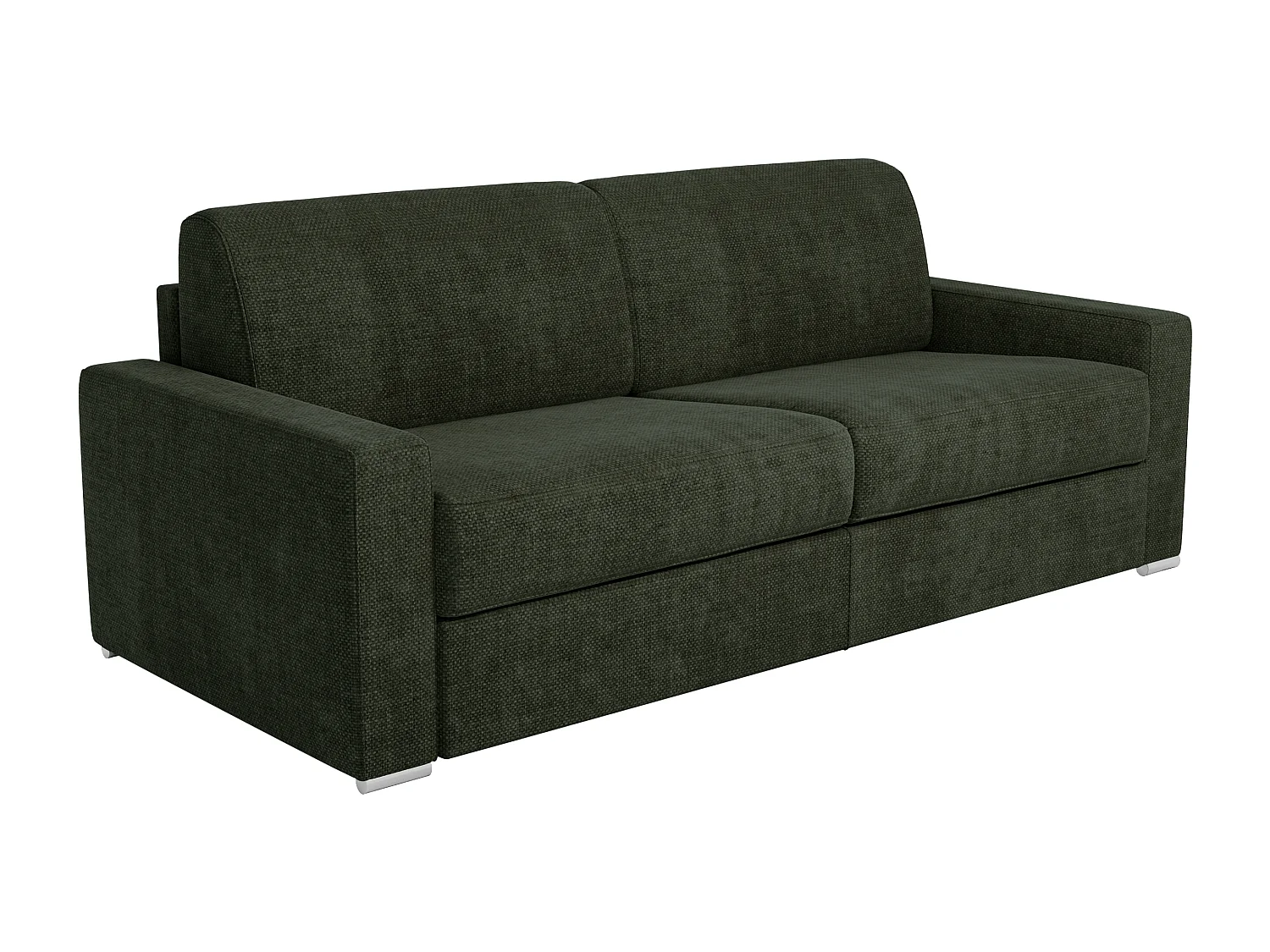 Canapé 4 places convertible express en tissu vert - Couchage 160 cm - Matelas 14 cm CALITO