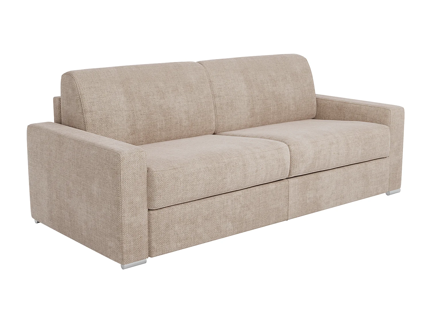 Canapé 4 places convertible express en tissu beige - Couchage 160 cm - Matelas 18 cm CALITO