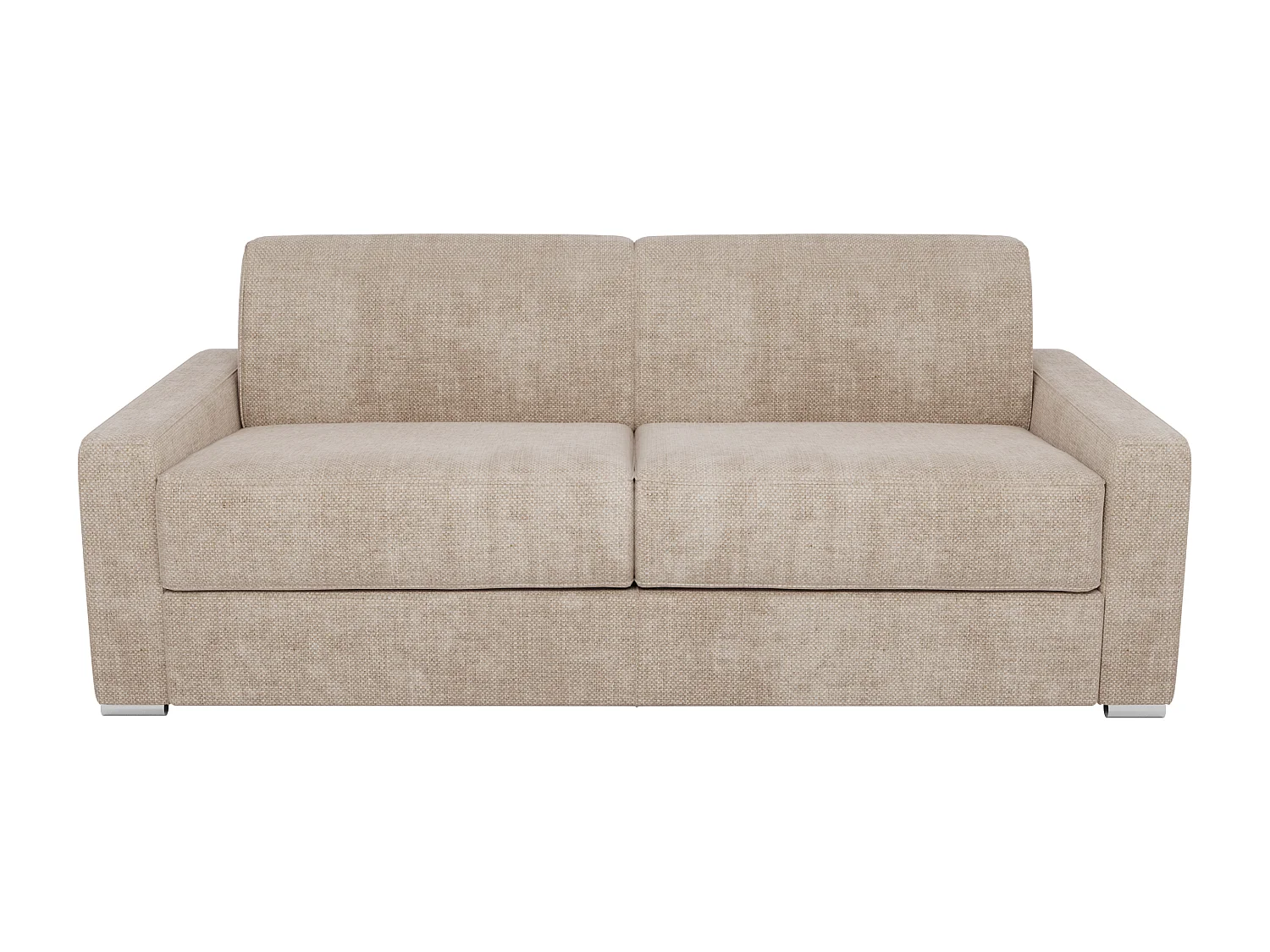 Canapé 4 places convertible express en tissu beige - Couchage à lattes larges 160 cm - Matelas 22 cm avec mémoire de forme CALITO